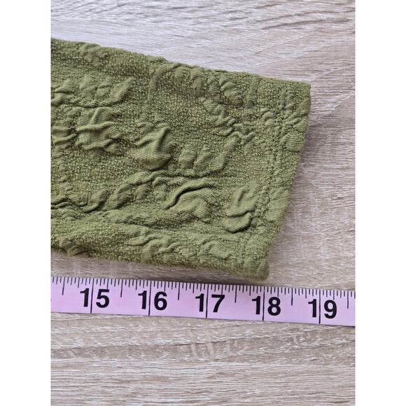 J. JILL Floral Textured Long Sleeve Stretchy Top Medium Green Christmas Holiday - Picture 12 of 13